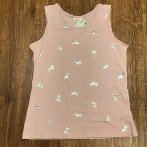 Self Esteem Girls Pink, Silver Horses Tank Top Size Large